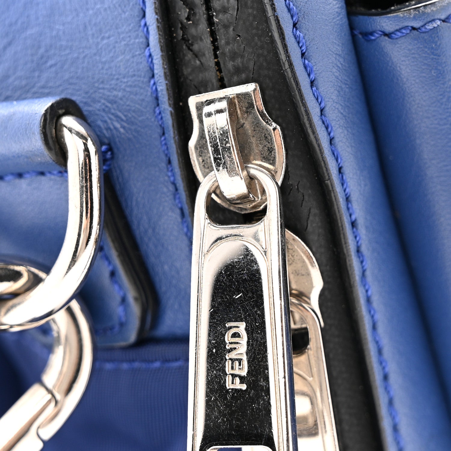 Fendi Nylon Vitello Century Vocabulary Camera Bag Blue Cobalto