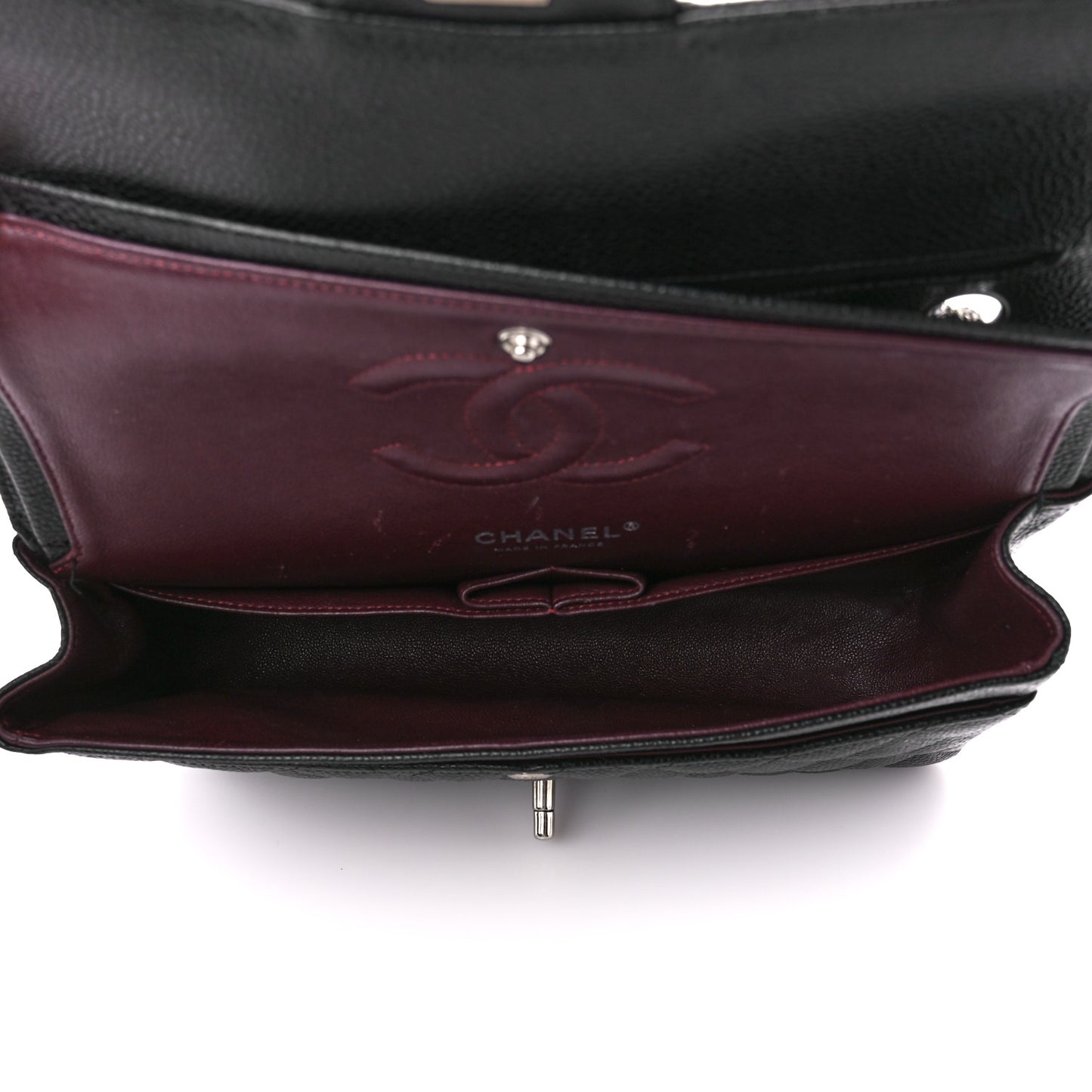 Caviar Quilted Medium Double Flap Black