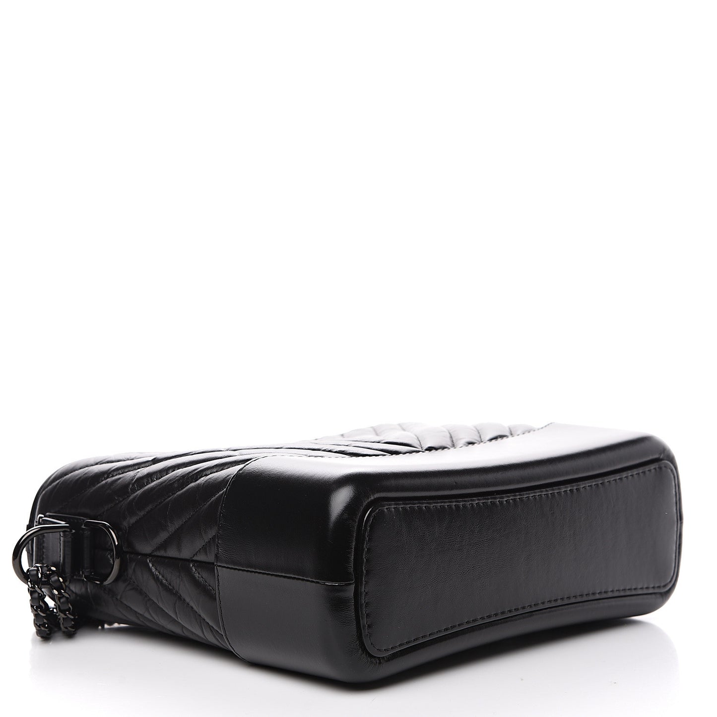 Aged Calfskin Chevron Quilted Medium Gabrielle Hobo Black