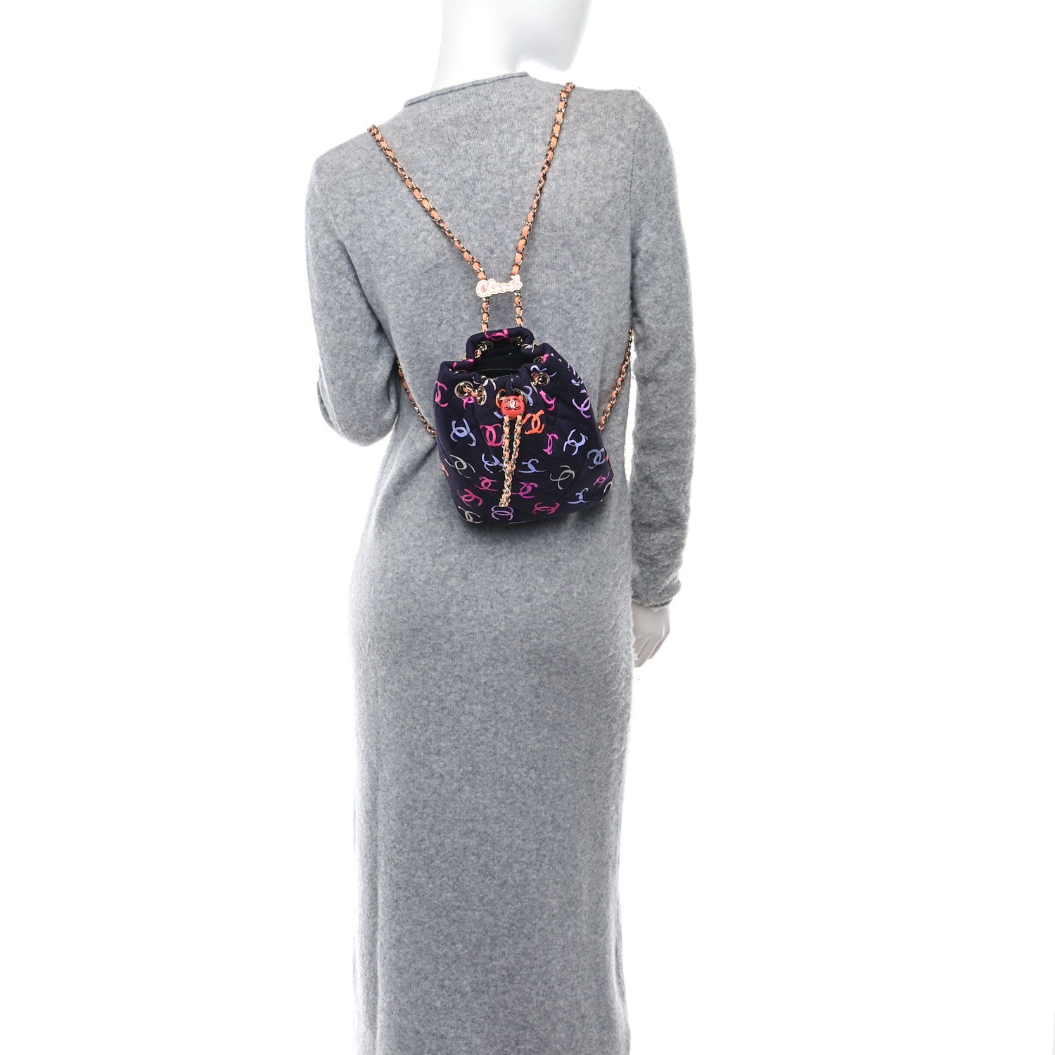 Chanel Printed Fabric Quilted Camellia Backpack Black Multicolor 3 of 10