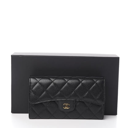 Chanel Caviar Quilted Long Flap Wallet Black 9 of 9