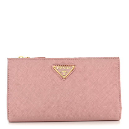 Prada Saffiano Calfskin Triangle Continental Wallet Baby Pink 1 of 10