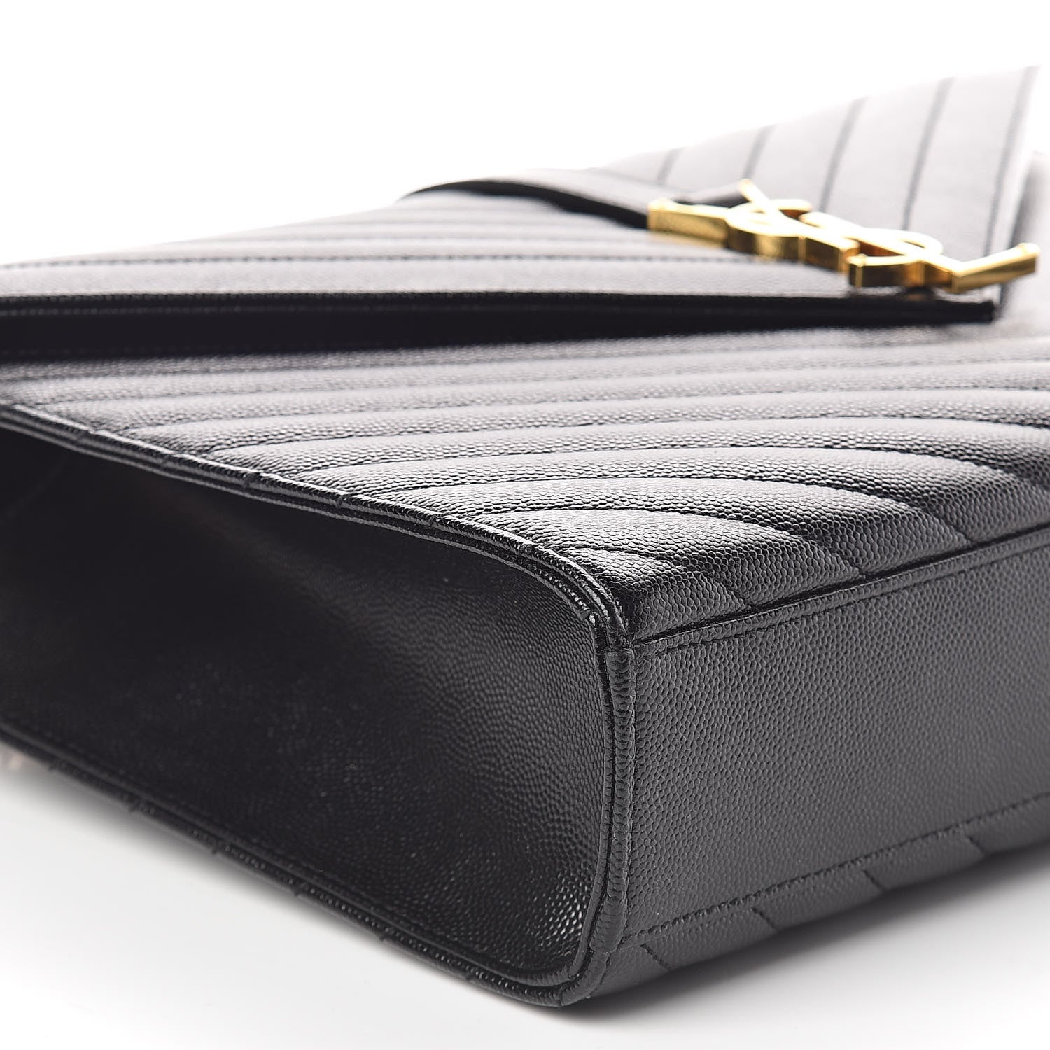 Saint Laurent Grain De Poudre Matelasse Chevron Large Monogram Satchel Black 8 of 9