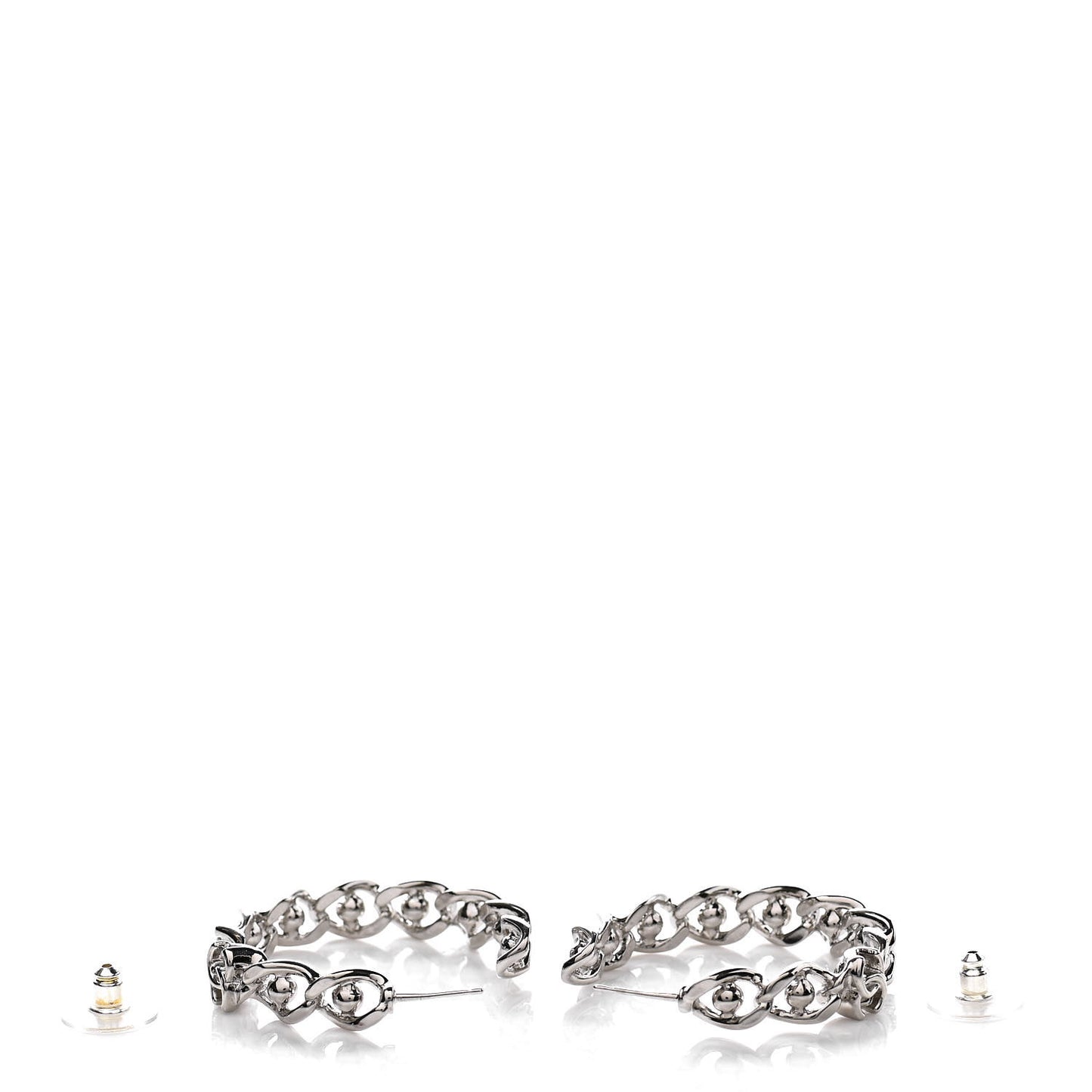 Metal CC Hoop Earrings Silver