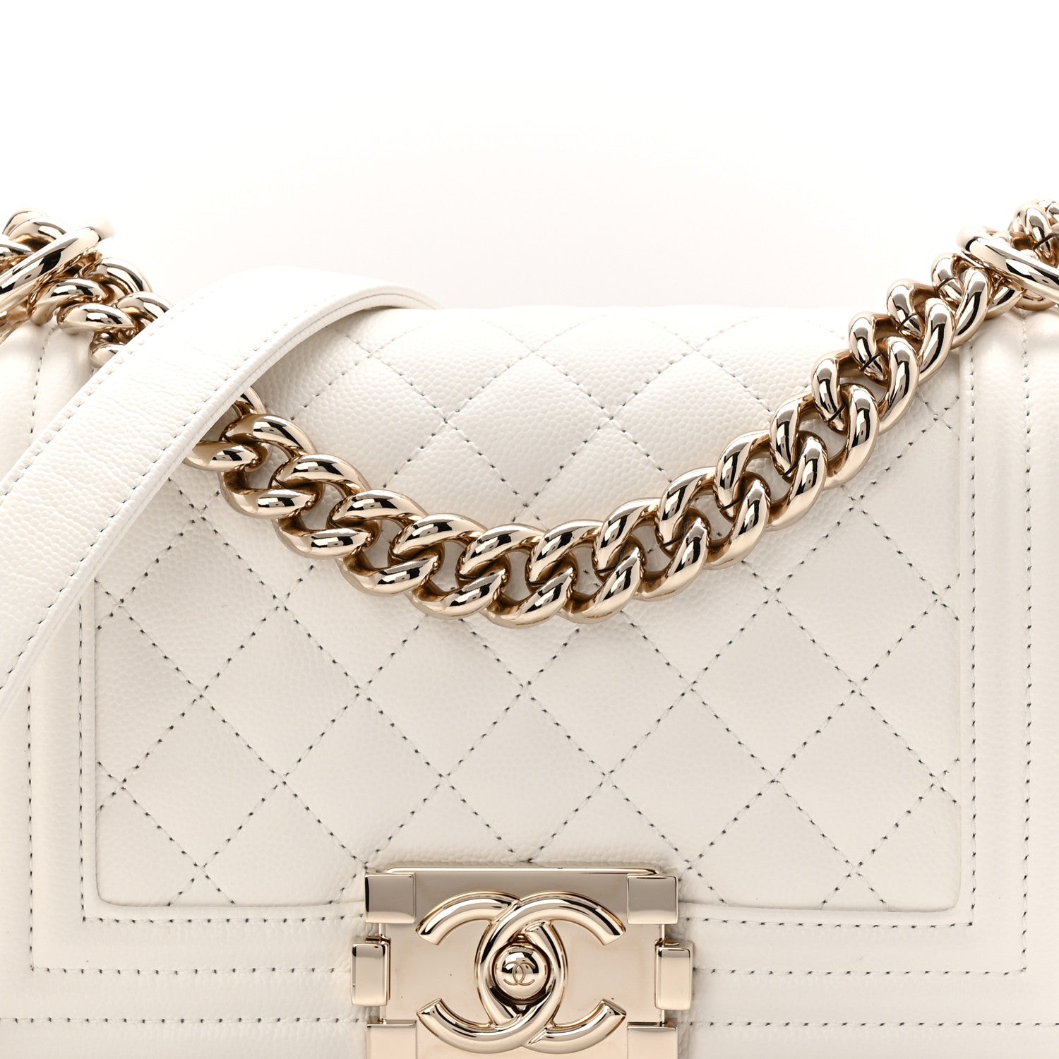 Chanel Caviar Quilted Small Boy Flap White 8 of 11