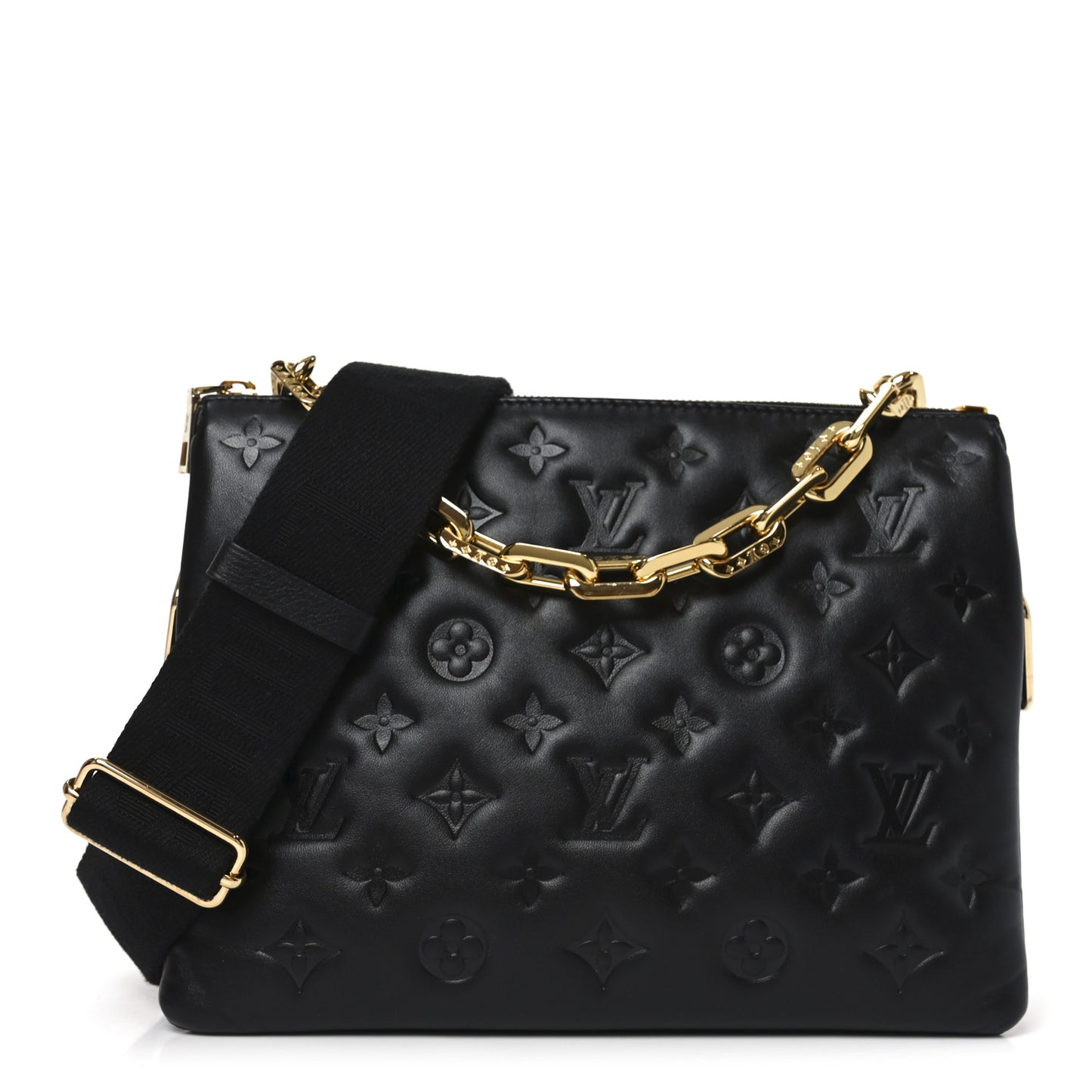 Lambskin Embossed Monogram Coussin PM Black