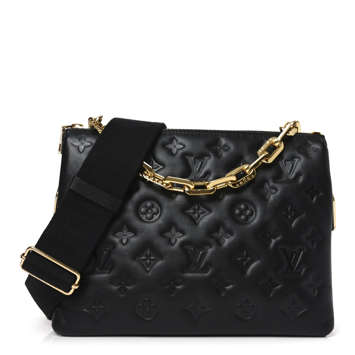 Louis Vuitton Lambskin Embossed Monogram Coussin PM Black 1 of 9