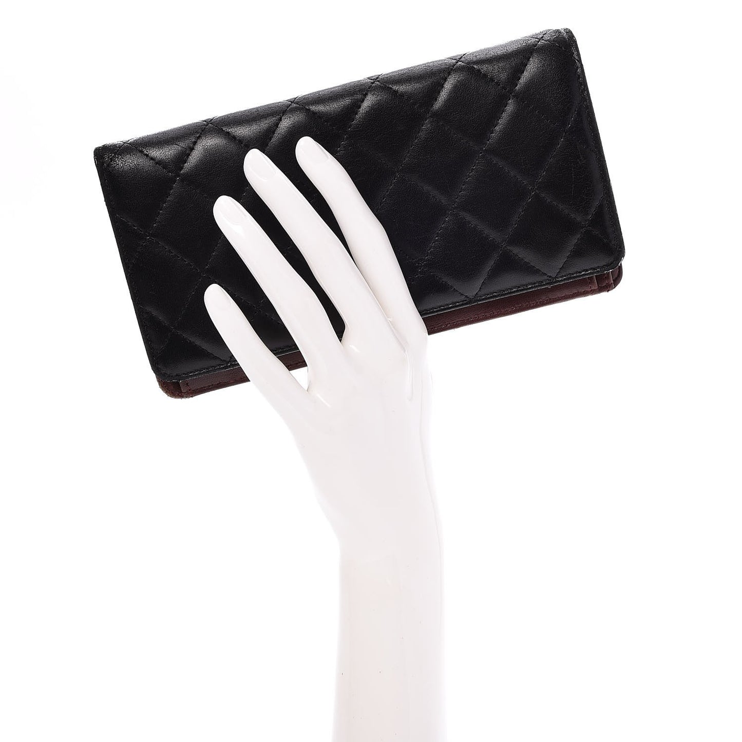Lambskin Quilted Yen Wallet Black