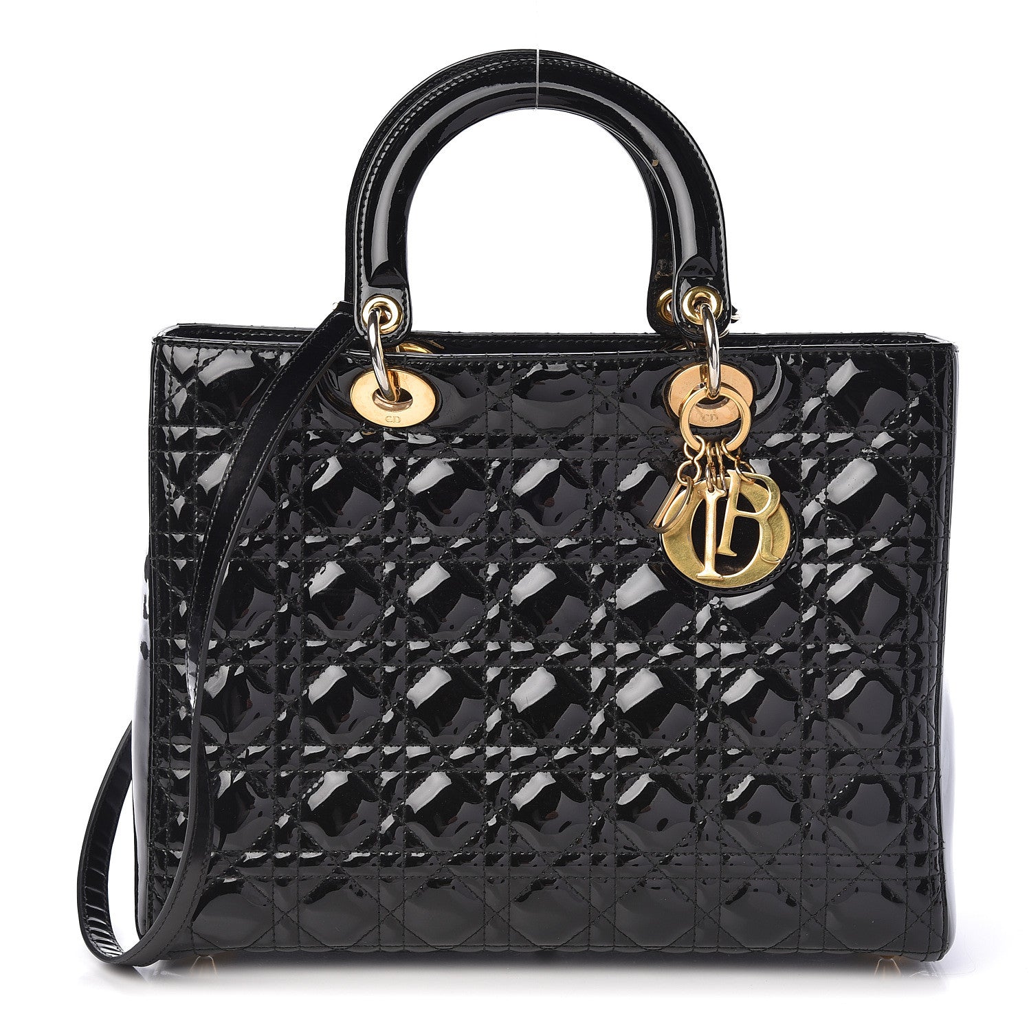 Christian Dior Patent Cannage Large Lady Dior Black 1 of 11