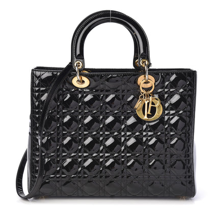 Christian Dior Patent Cannage Large Lady Dior Black 1 of 11