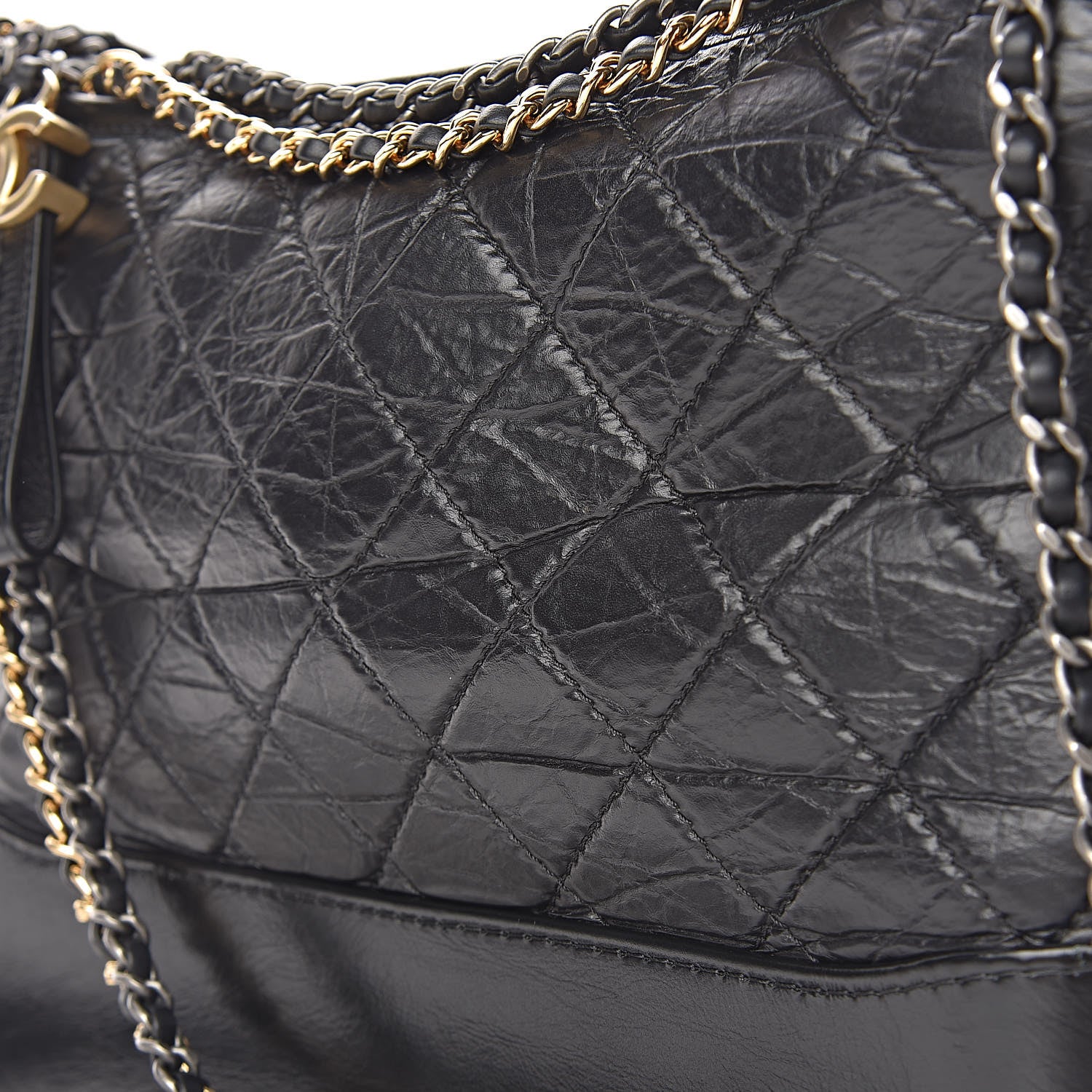 Chanel Aged Calfskin Quilted Medium Gabrielle Hobo Black 10 of 12