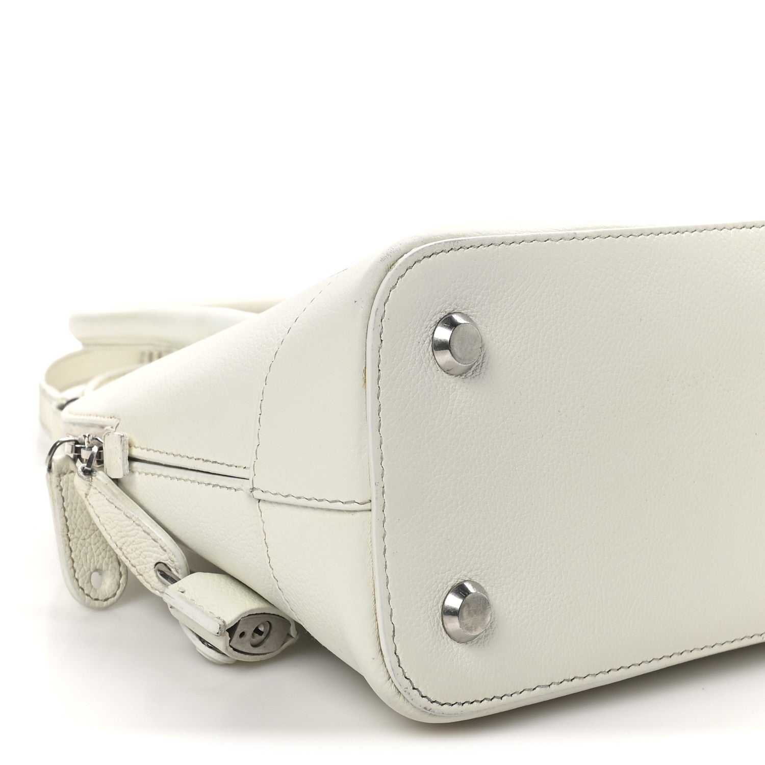 Balenciaga Signature Grained Calfskin Logo S Ville Top Handle Bag White Black 9 of 12