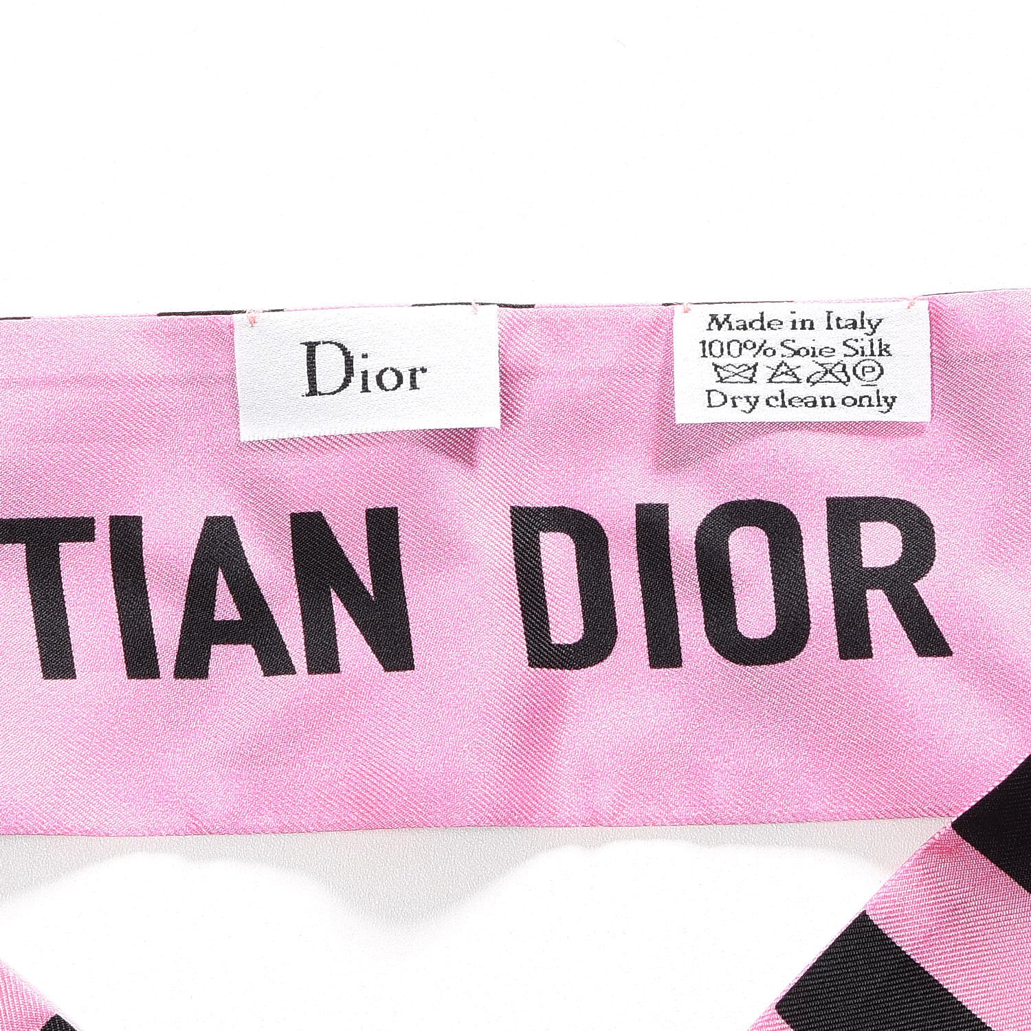 Christian Dior Silk Striped Mitzah Scarf Pink Black 3 of 5
