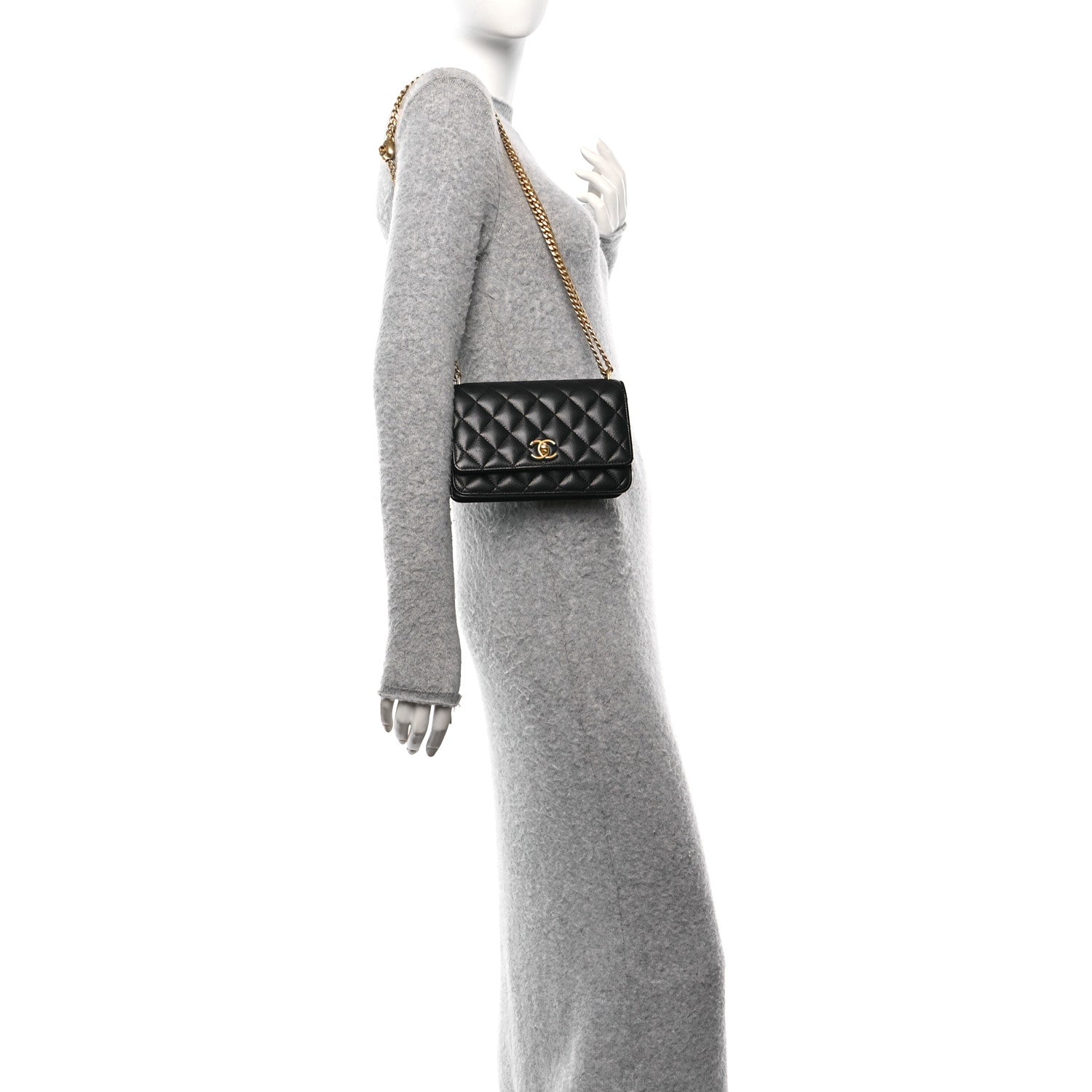 Chanel Caviar Quilted Sweetheart Wallet On Chain WOC Black 2 of 12
