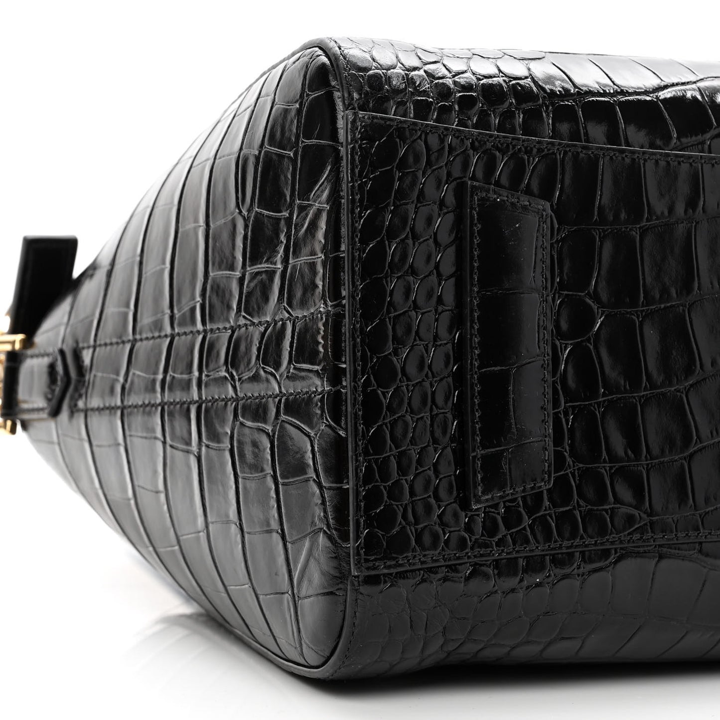 Calfskin Crocodile Embossed Small Antigona Black