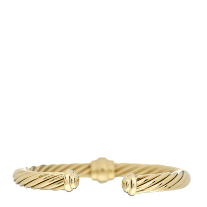 David Yurman 18K Yellow Gold Diamond Blue Sapphire 7mm Cable Single Station Bracelet 3 of 4
