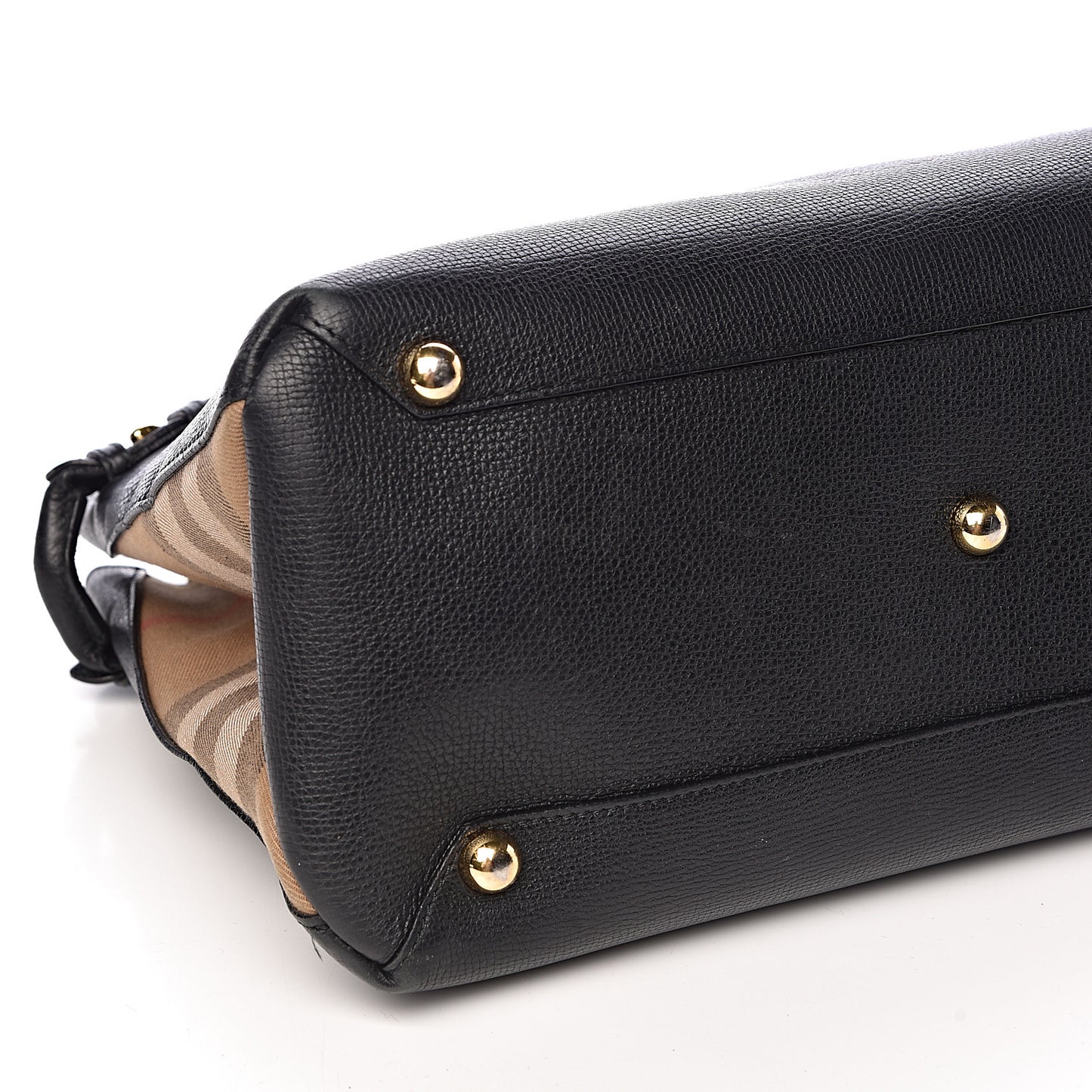 Grainy Calfskin House Check Medium Banner Tote Black