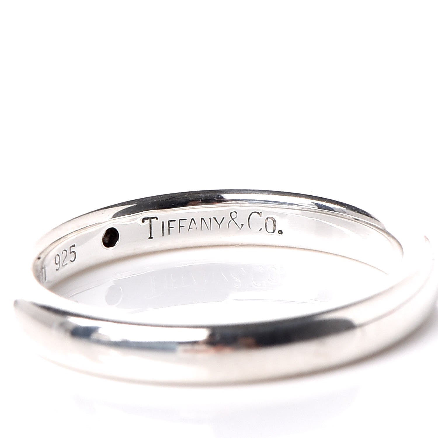Tiffany Sterling Silver Diamond Elsa Peretti Band Ring 49 5 4 of 5
