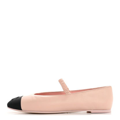 Chanel Lambskin Knit Grosgrain Cap Toe CC Ballerina Flats With Leg Warmers 39 Light Pink Black 2 of 11