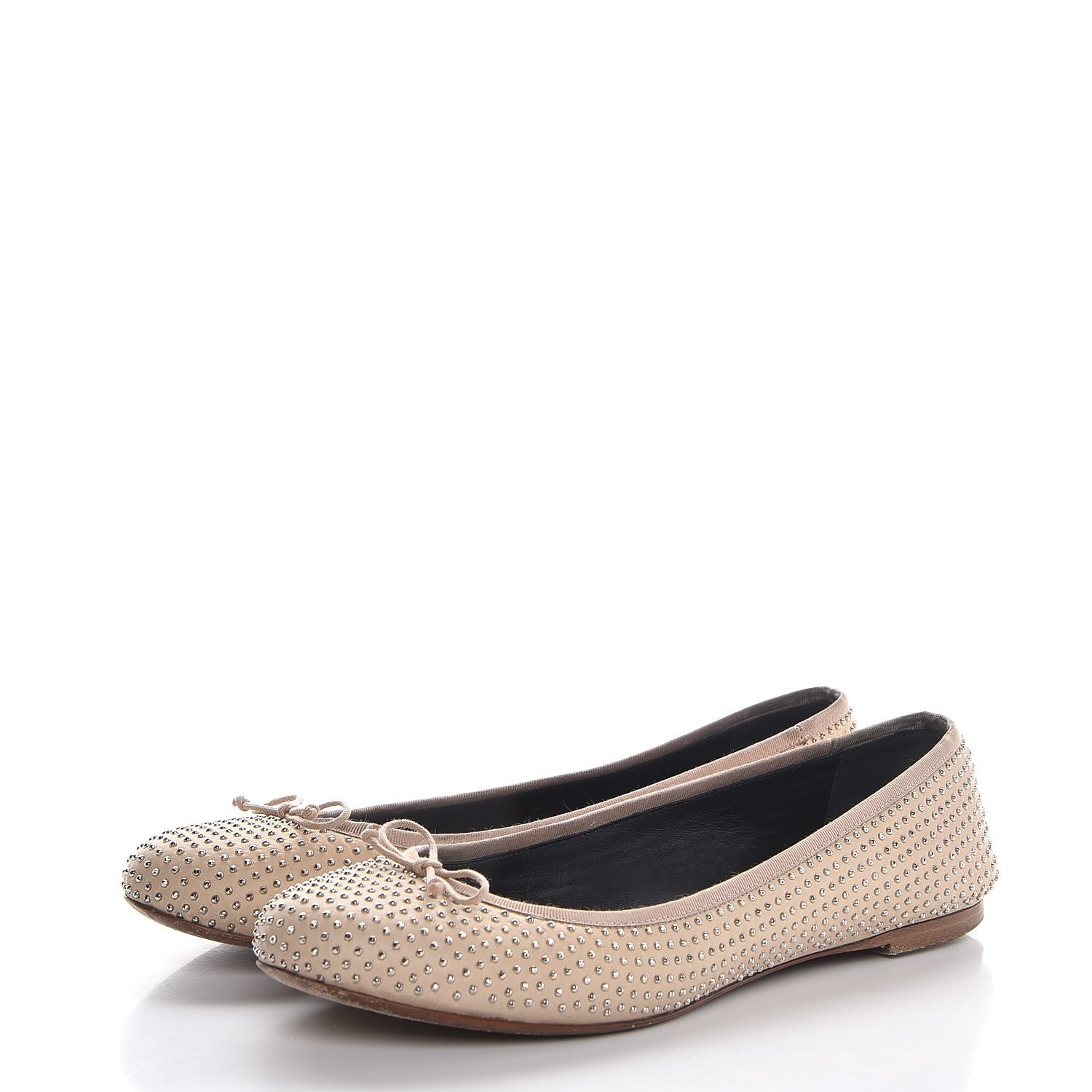 Saint Laurent Nappa Studded Dance 05 Ballet Flats 39.5 Beige 3 of 10