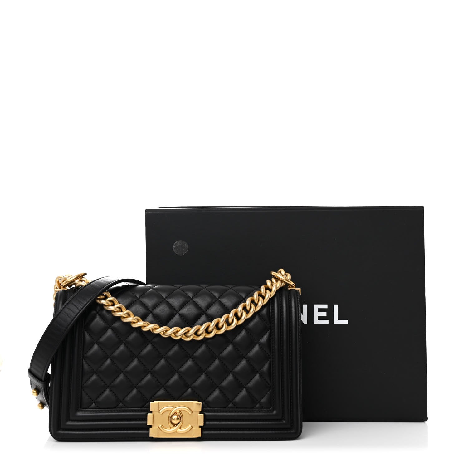 Chanel Lambskin Quilted Medium Boy Flap Black 13 of 13