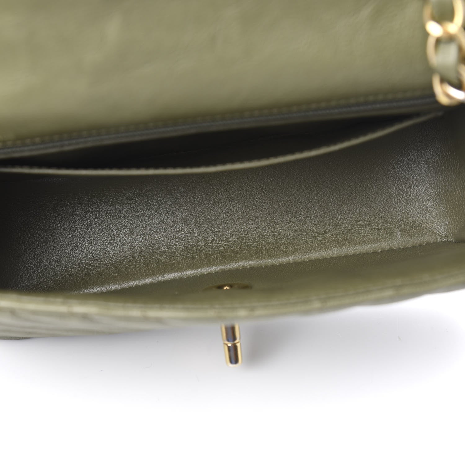 Chanel Calfskin Chevron Quilted Mini Rectangular Flap Khaki 5 of 10