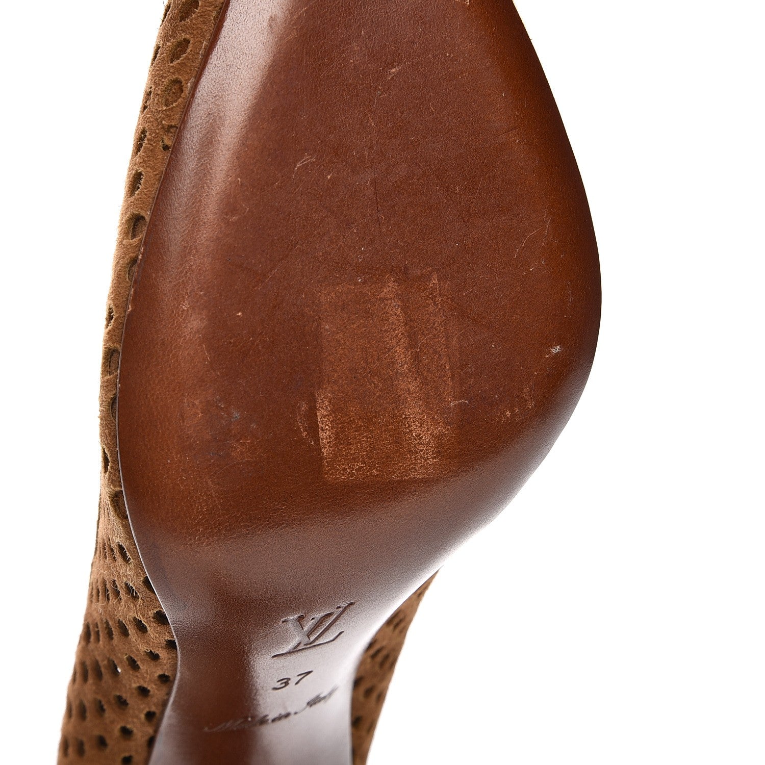 Louis Vuitton Suede Perforated Eyeline Pumps 37 Brown 8 of 10