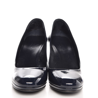 Gucci Patent Platform Pumps 38 Navy Blue 2 of 29