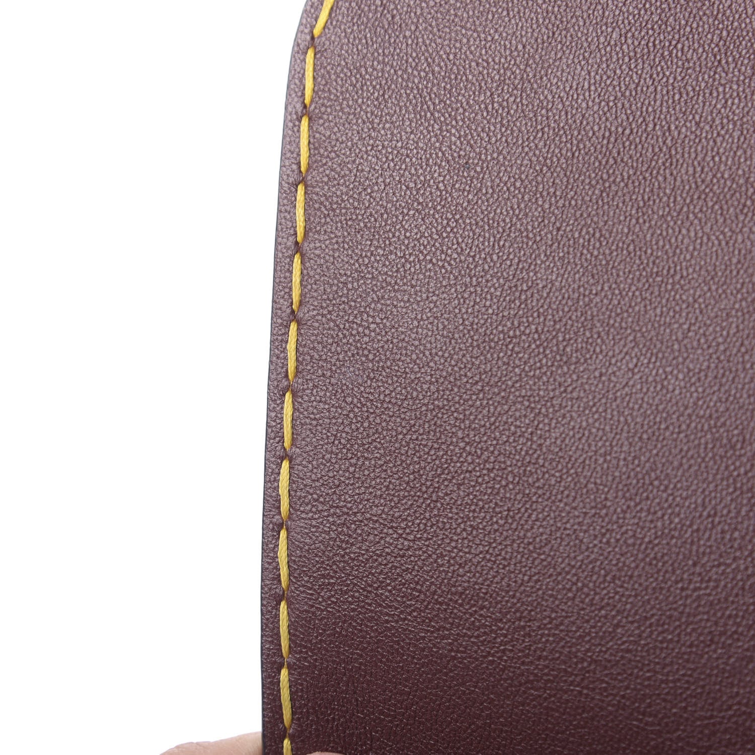 Celine Smooth Calfskin Yellow Stitching Medium Trapeze Burgundy 10 of 14