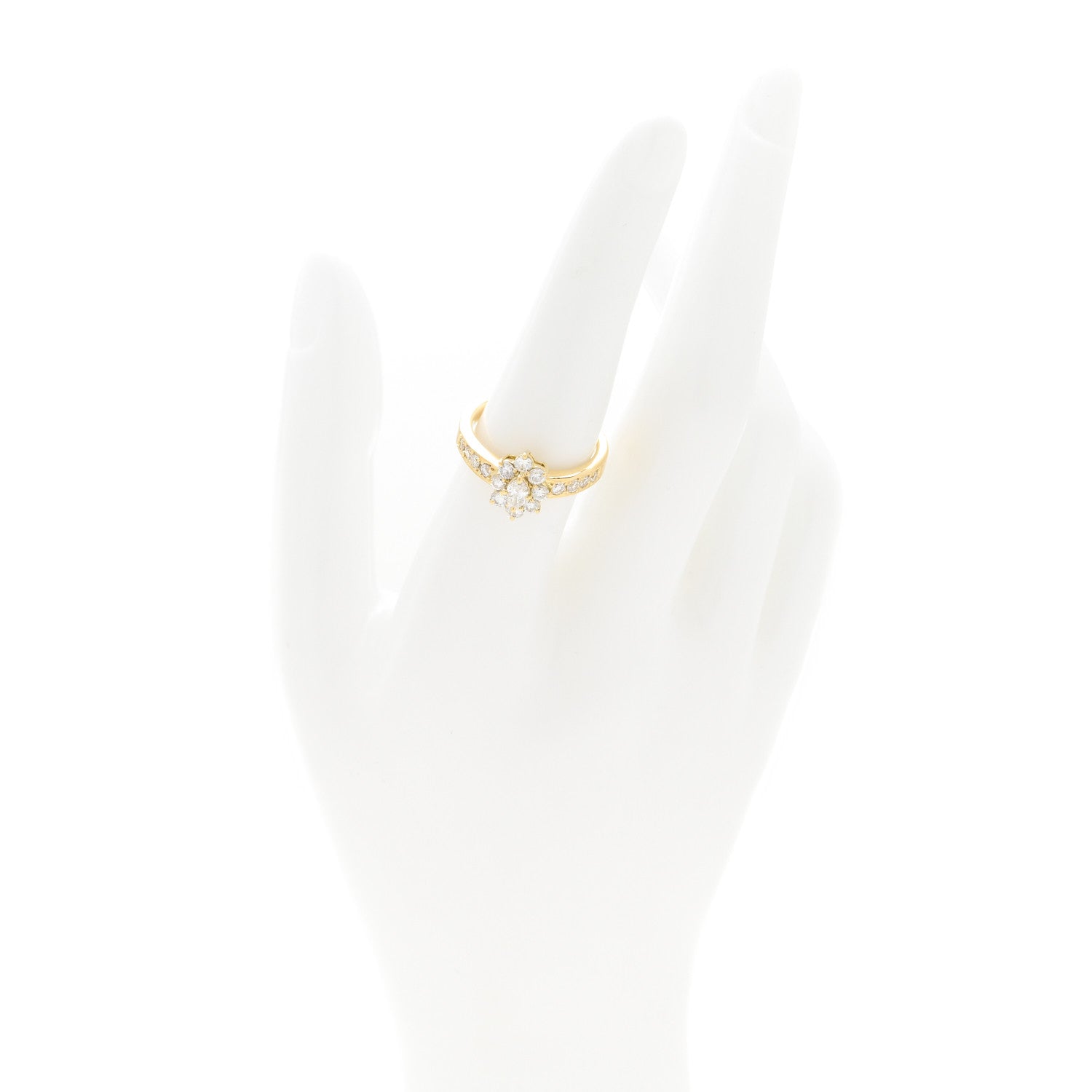 Parker & West by FASHIONPHILE 18K Yellow Gold Diamond .19ctw Floral Ring 54 7 2 of 9
