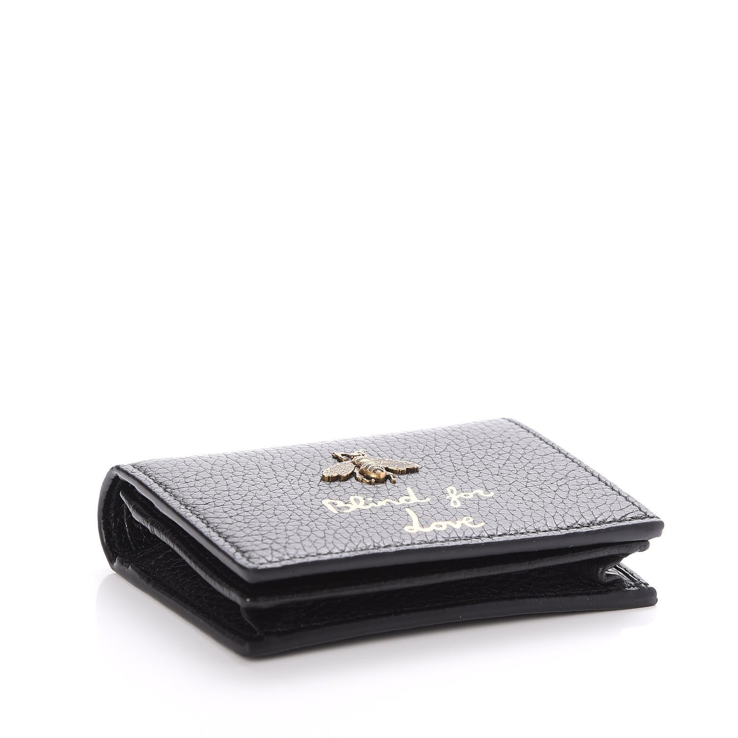 Pebbled Calfskin Animalier Card Case Black