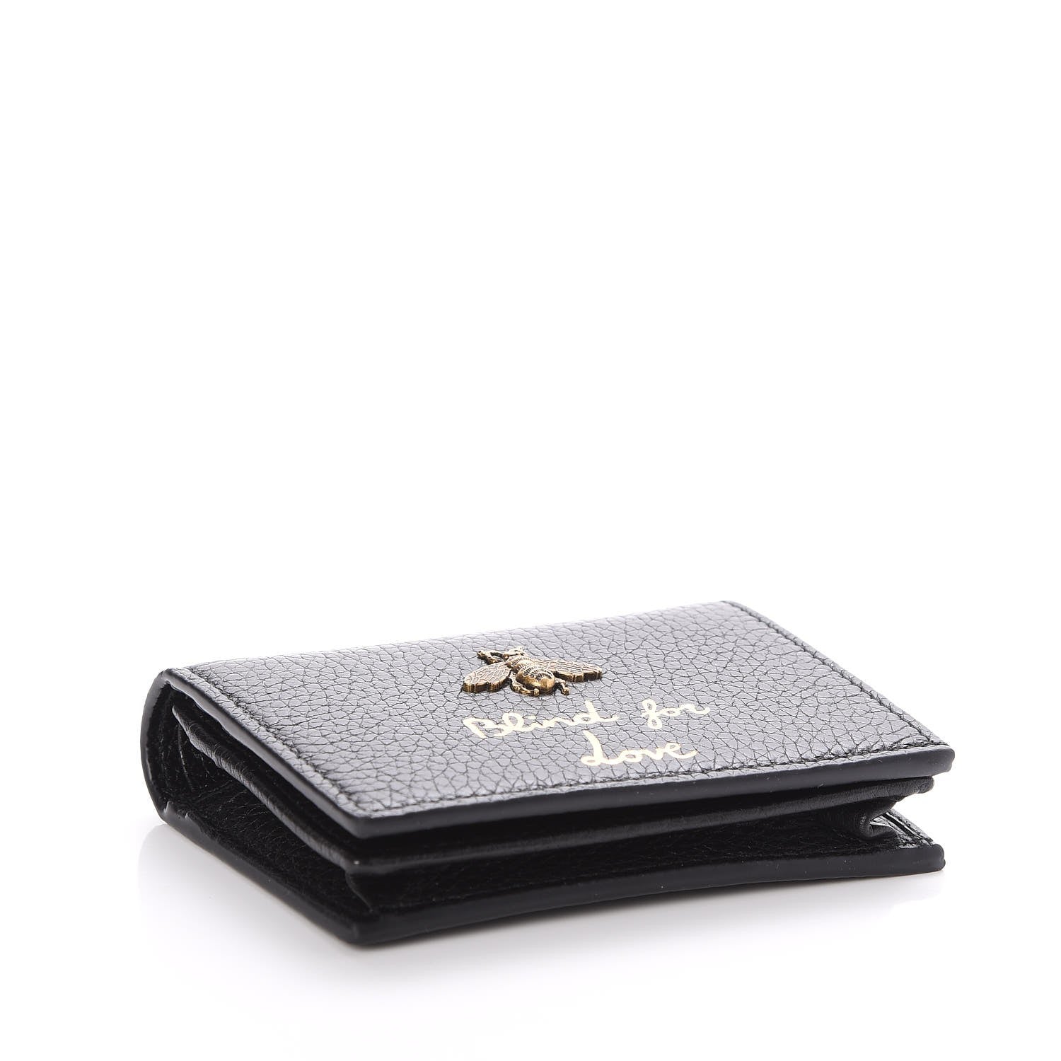 Gucci Pebbled Calfskin Animalier Card Case Black 4 of 8
