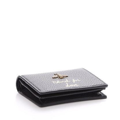 Gucci Pebbled Calfskin Animalier Card Case Black 4 of 8