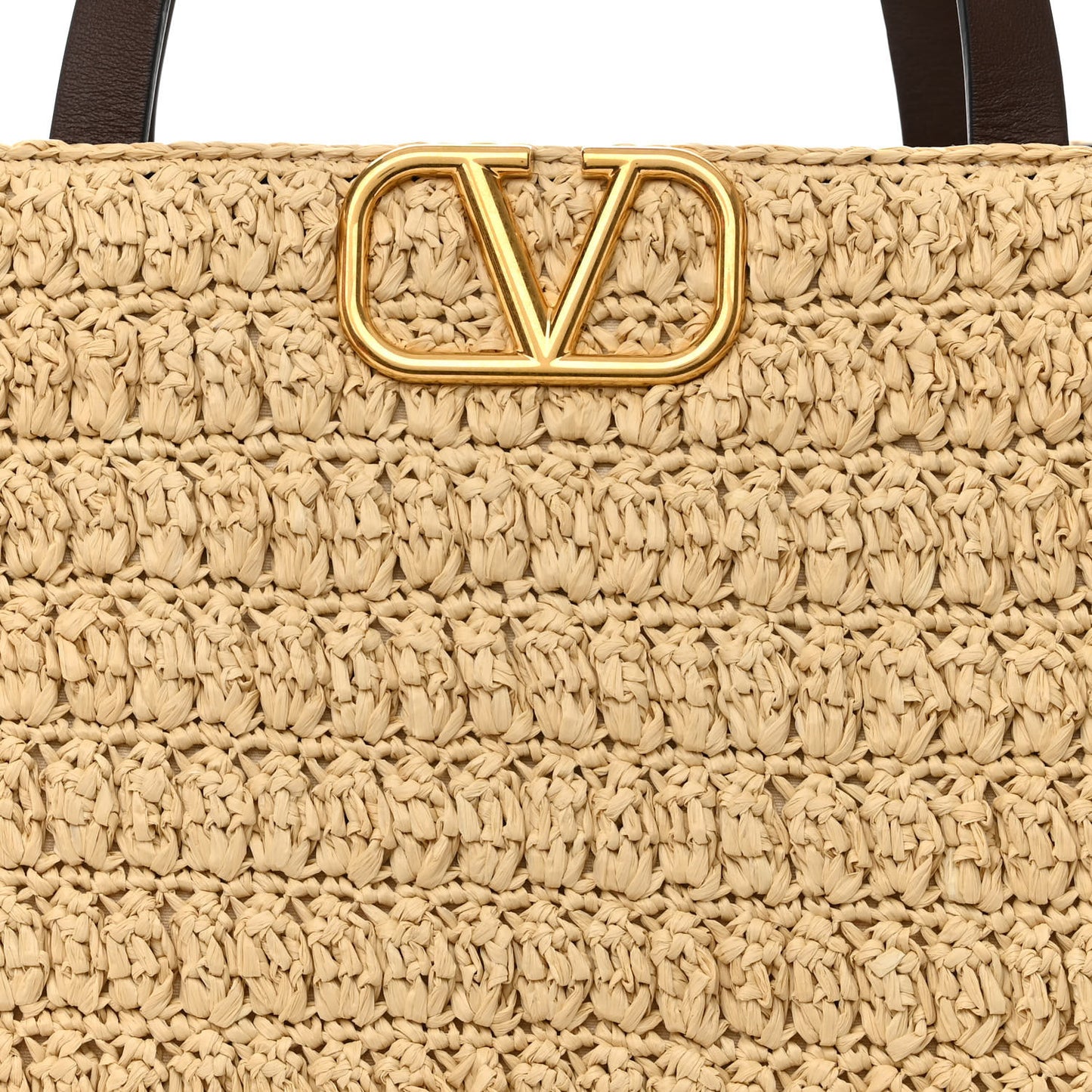 Raffia Calfskin Vlogo Tote Naturale Fondant
