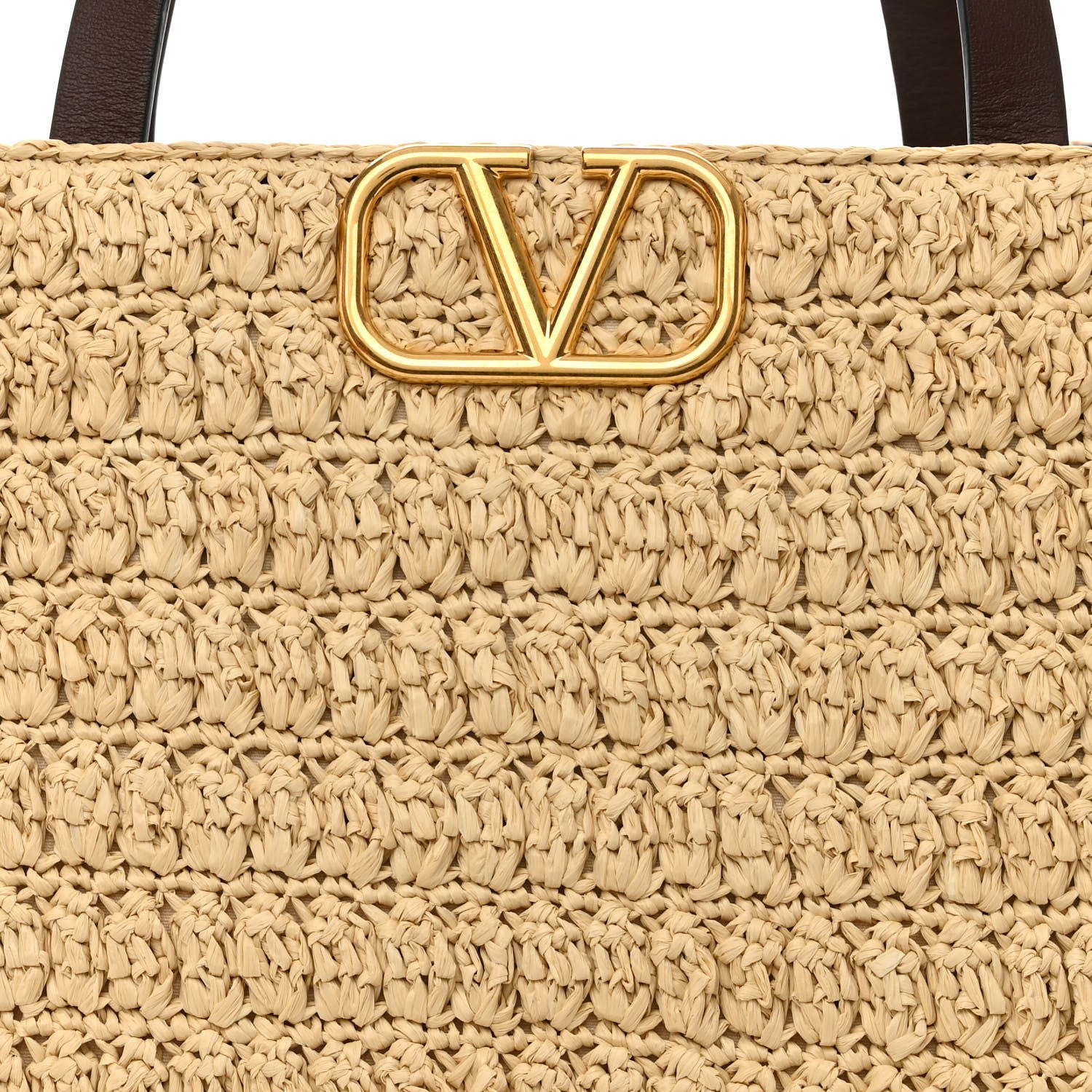 Valentino Garavani Raffia Calfskin Vlogo Tote Naturale Fondant 7 of 9