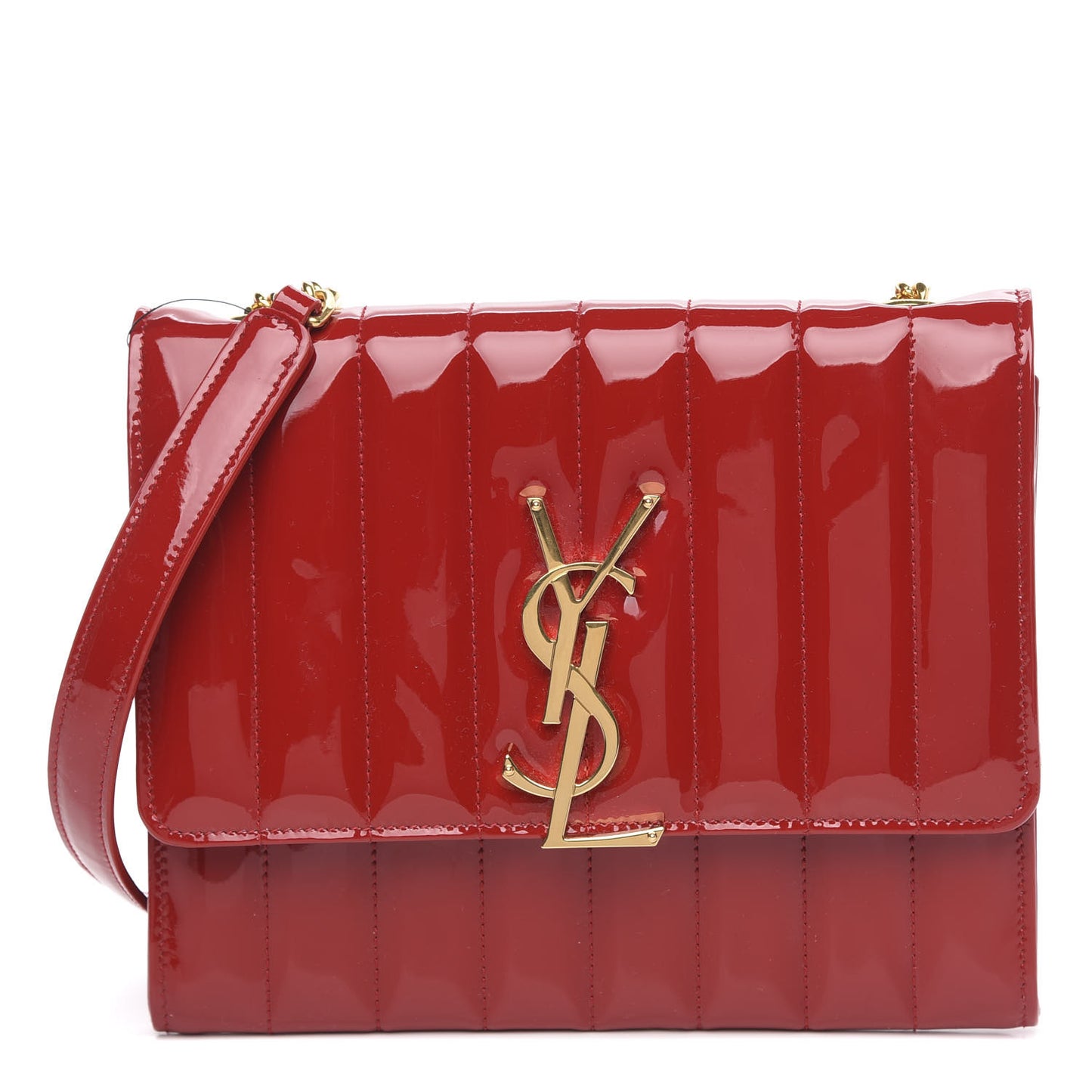Patent Calfskin Matelasse Vicky Chain Wallet Rouge Eros