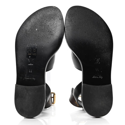 Louis Vuitton Monogram Calfskin Academy Flat Sandals 36 Black 4 of 5