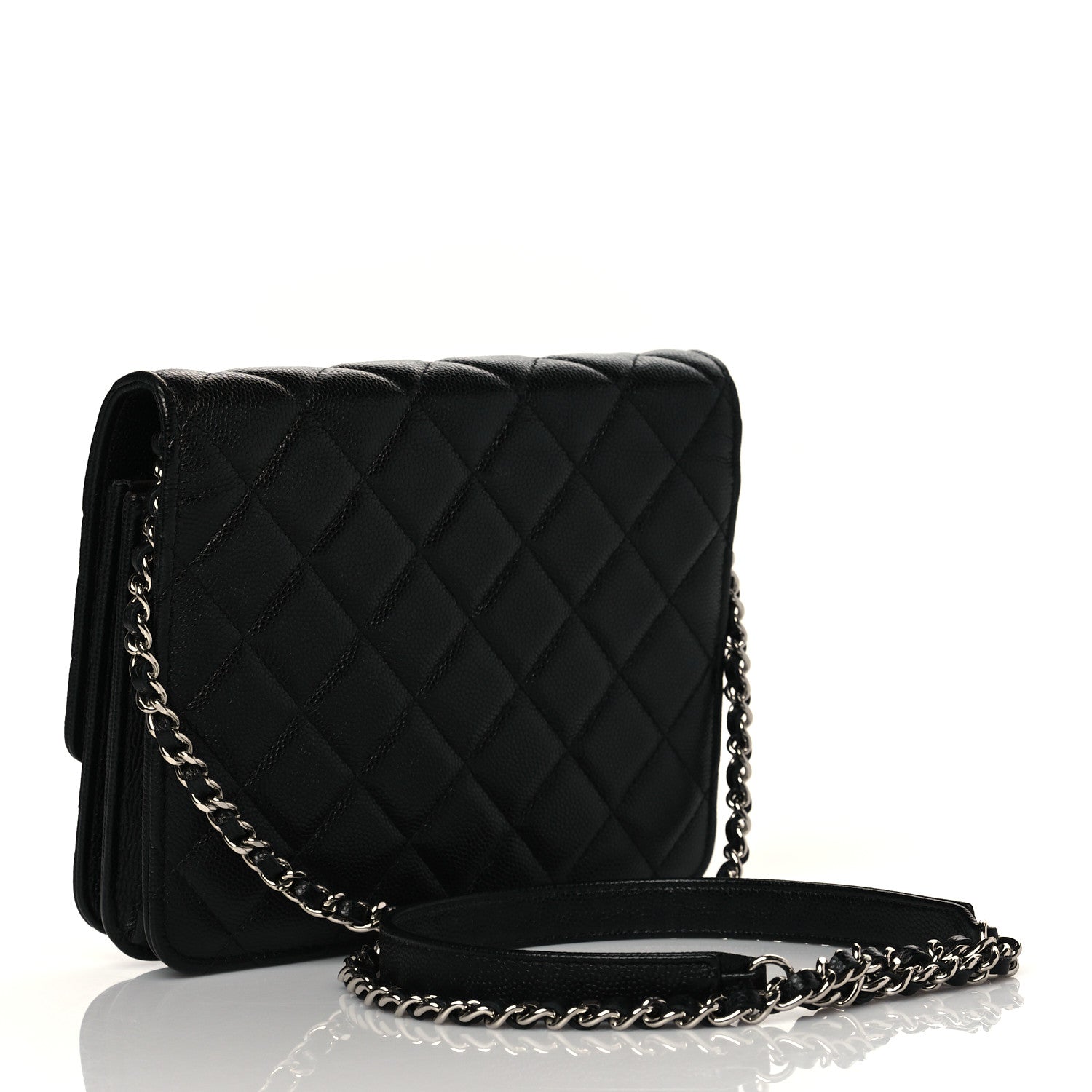 Chanel Caviar Quilted Square Wallet On Chain WOC Black 3 of 12