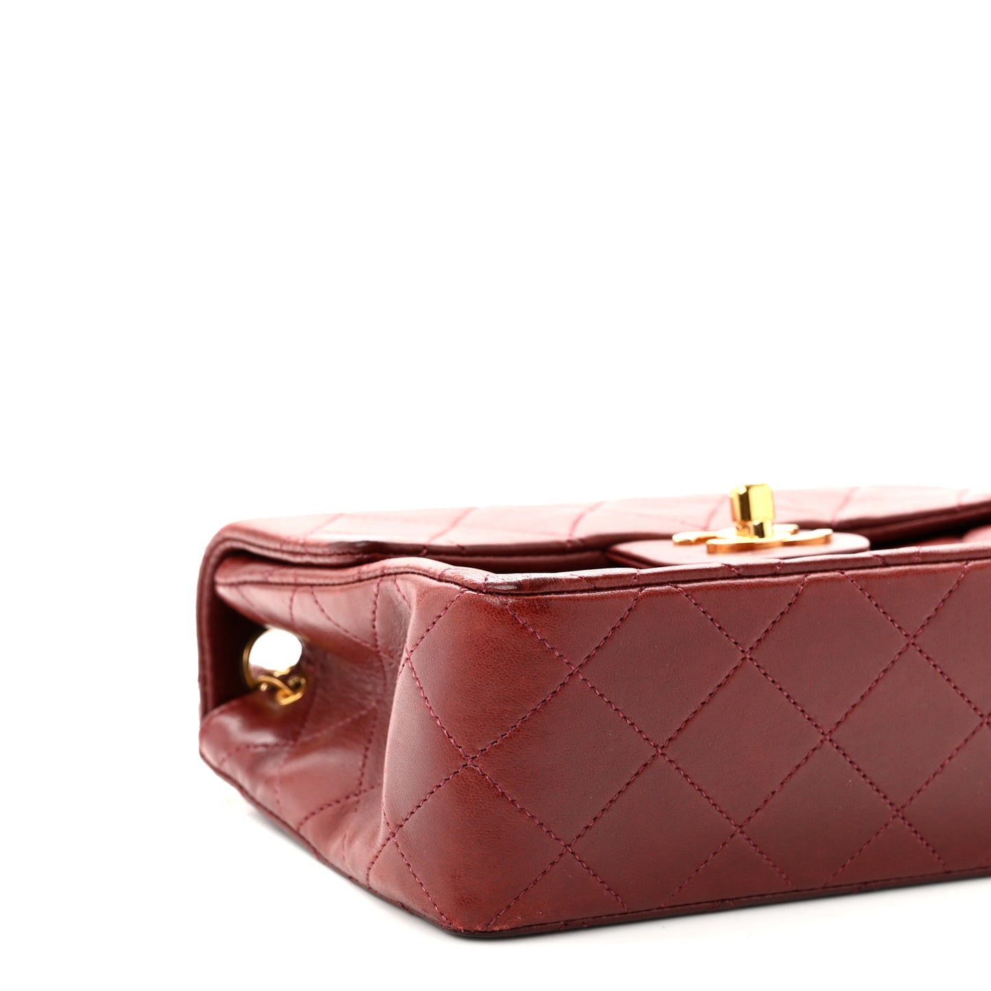 Lambskin Quilted Mini Square Flap Burgundy
