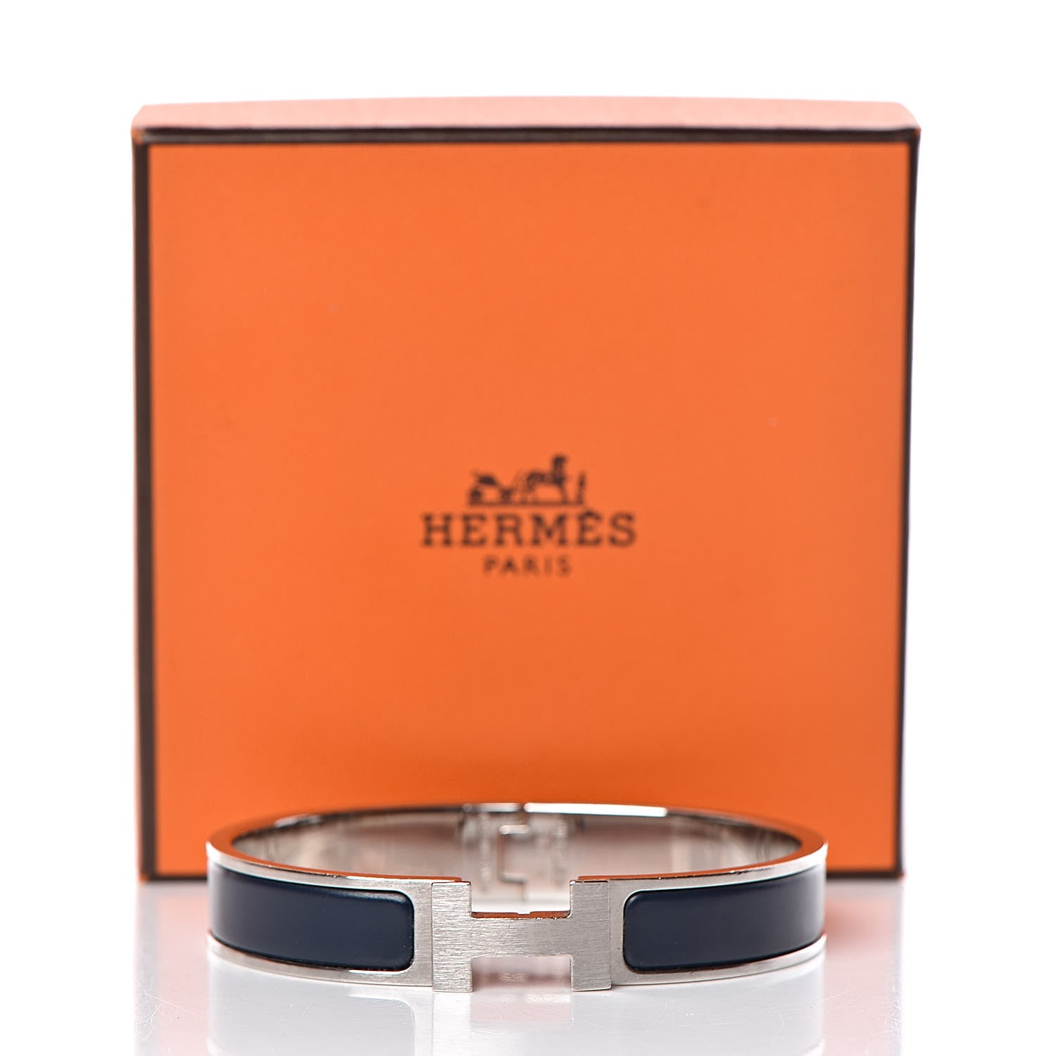 Hermes Matte Enamel Narrow Clic Clac HH Bracelet GM Bleu Nuit 5 of 5