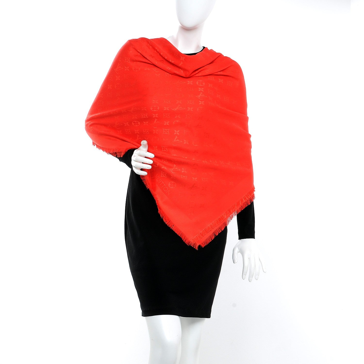 Louis Vuitton Silk Wool Monogram Shawl Coquelicot 2 of 6