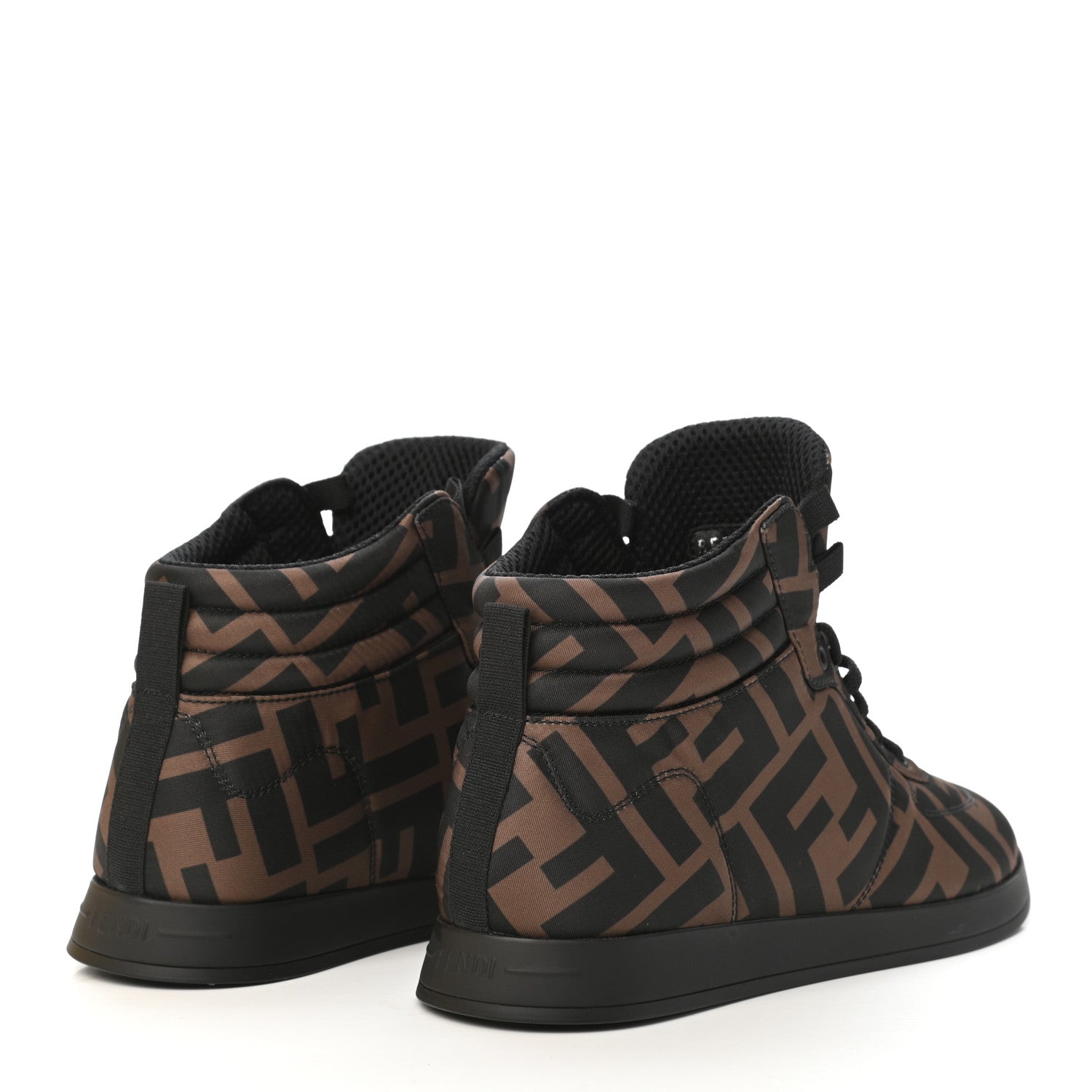 Fendi Nylon FF Reloaded High Top Sneakers 35.5 Tobacco Black 5 of 10