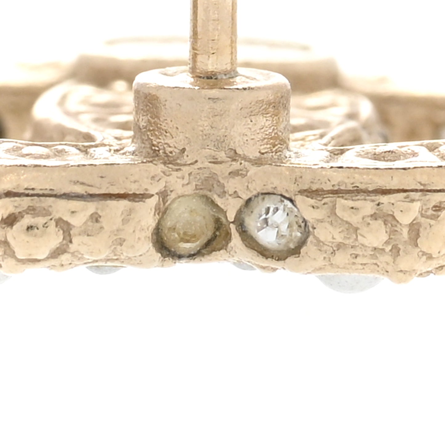 Pearl Crystal CC Earrings Light Gold