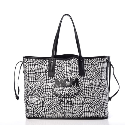 MCM Visetos Large Liz Reversible Shopper Tote Black 7 of 11