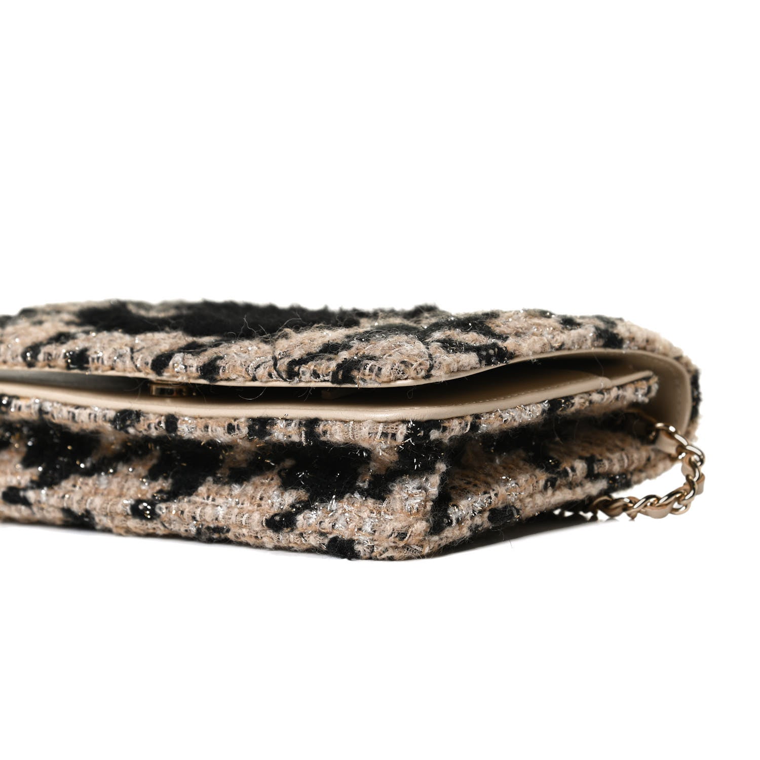 Chanel Tweed Shearling Quilted Chanel Wallet On Chain WOC and Coin Purse Beige Black 10 of 12
