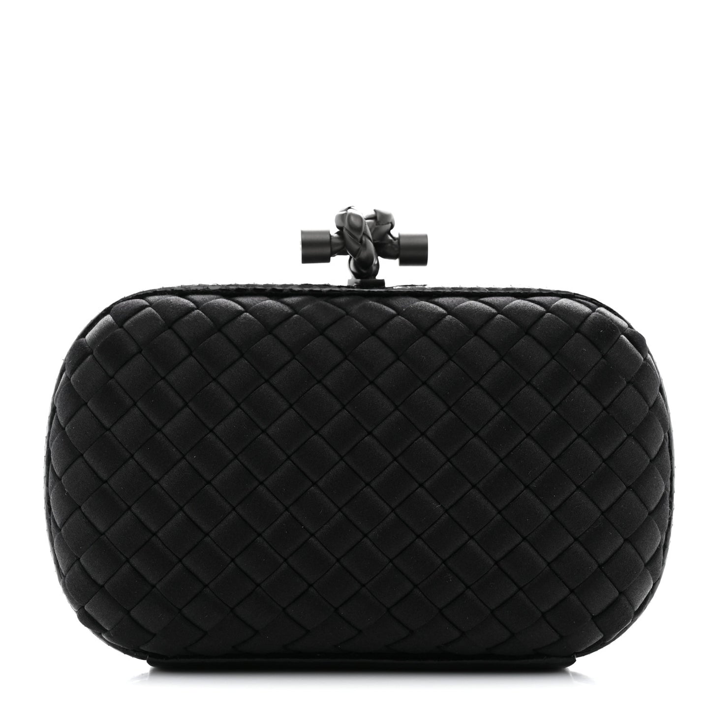 Satin Intreccio Impero Ayers Knot Clutch Black
