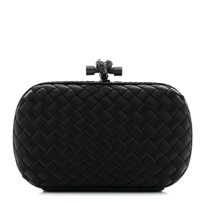 Bottega Veneta Satin Intreccio Impero Ayers Knot Clutch Black 1 of 6