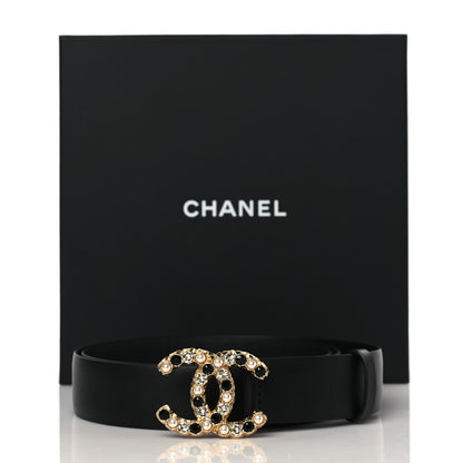 Chanel Calfskin Pearl Crystal CC Belt 90 36 Black 8 of 8
