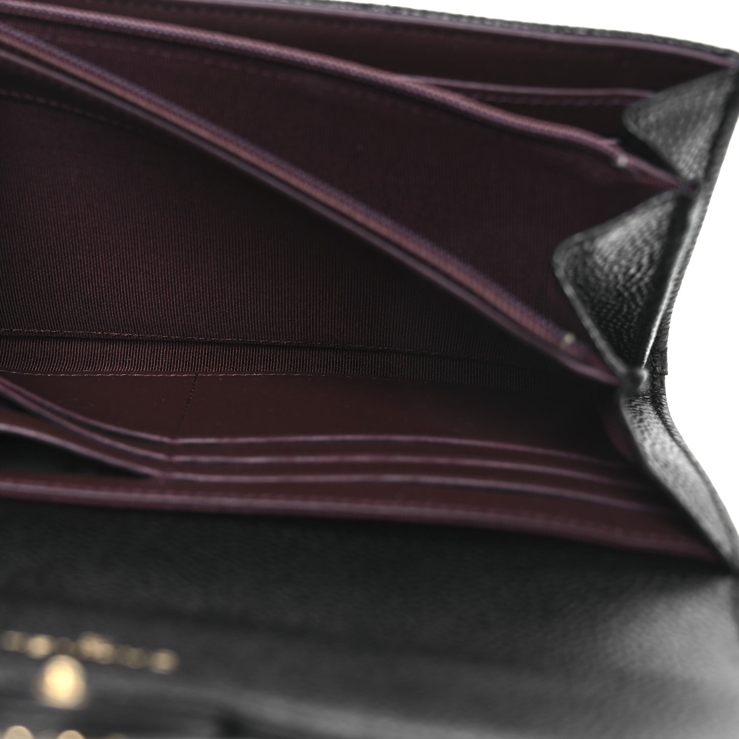 Caviar Quilted Large Gusset Flap Wallet Black