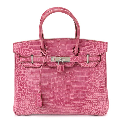 Hermes Shiny Porosus Crocodile Birkin 30 Fuchsia 1 of 10